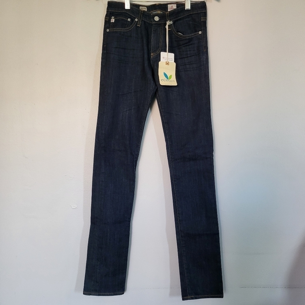 New Adriano Goldschmied The Premiere Skinny Straight Darkwash Jeans Size…